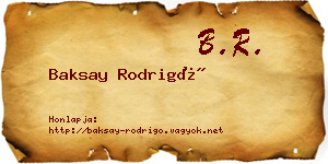 Baksay Rodrigó névjegykártya